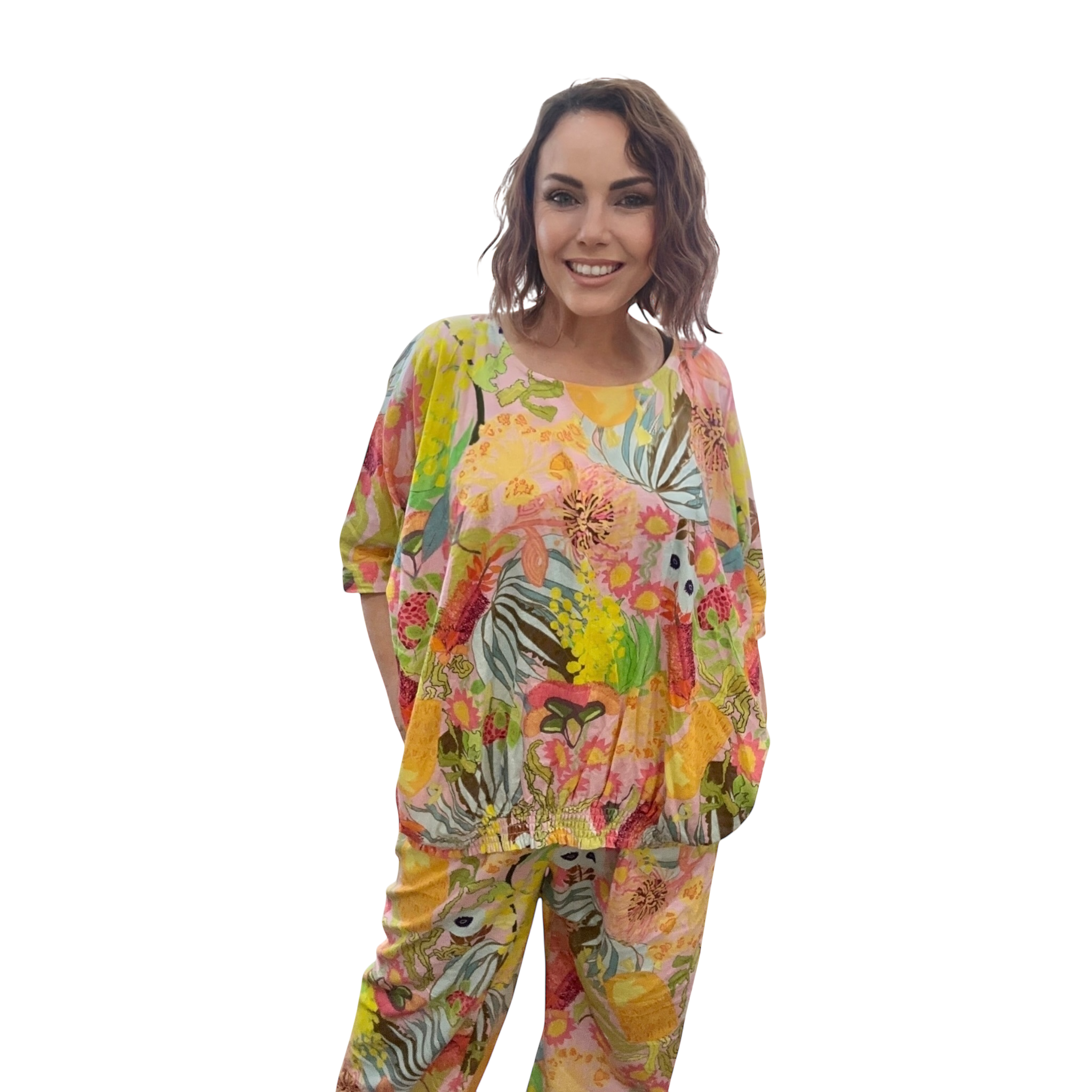 Scrubs or Casual Pants - Wildflower Power in Blush