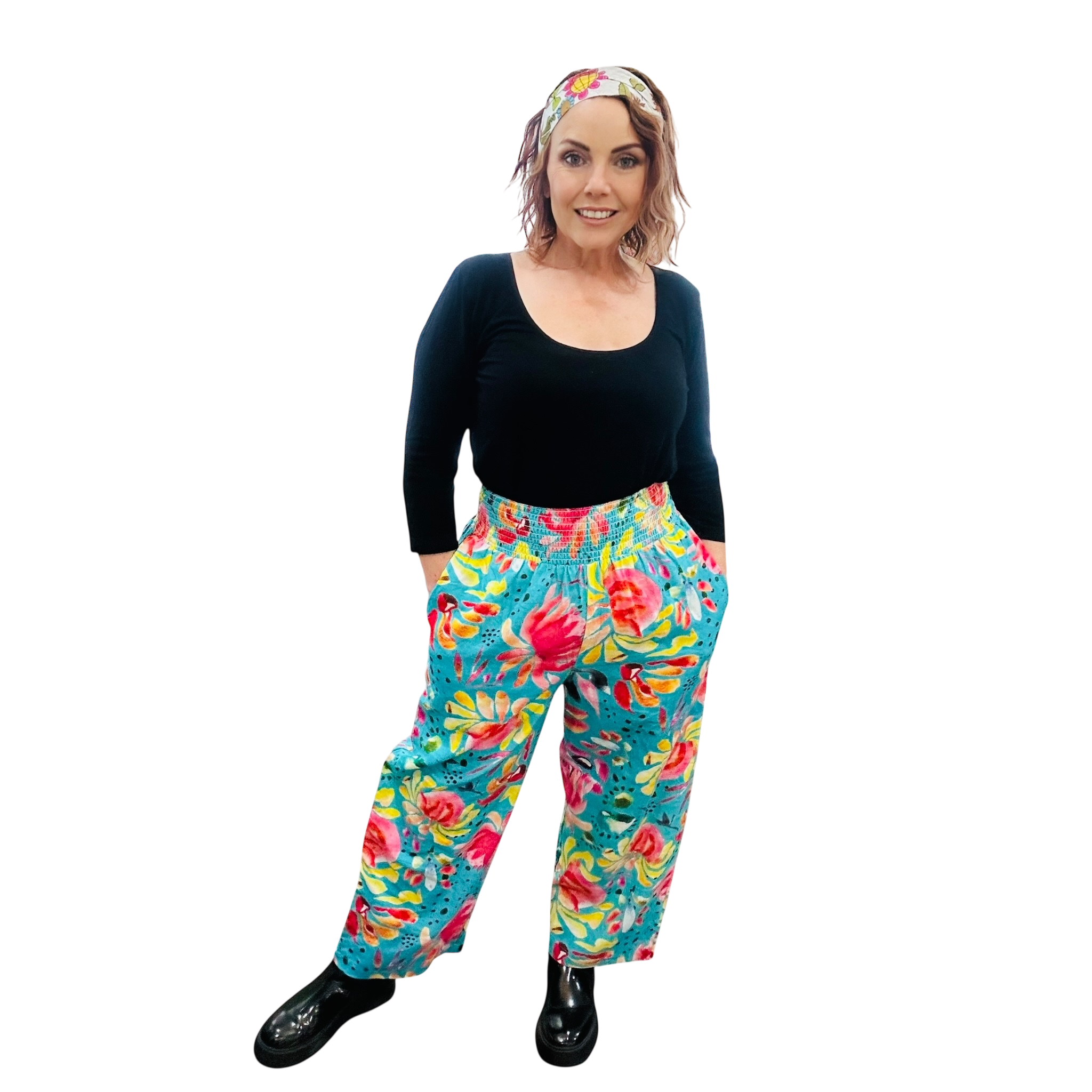 Scrubs or Casual Pants in Turquoise Sprinkles