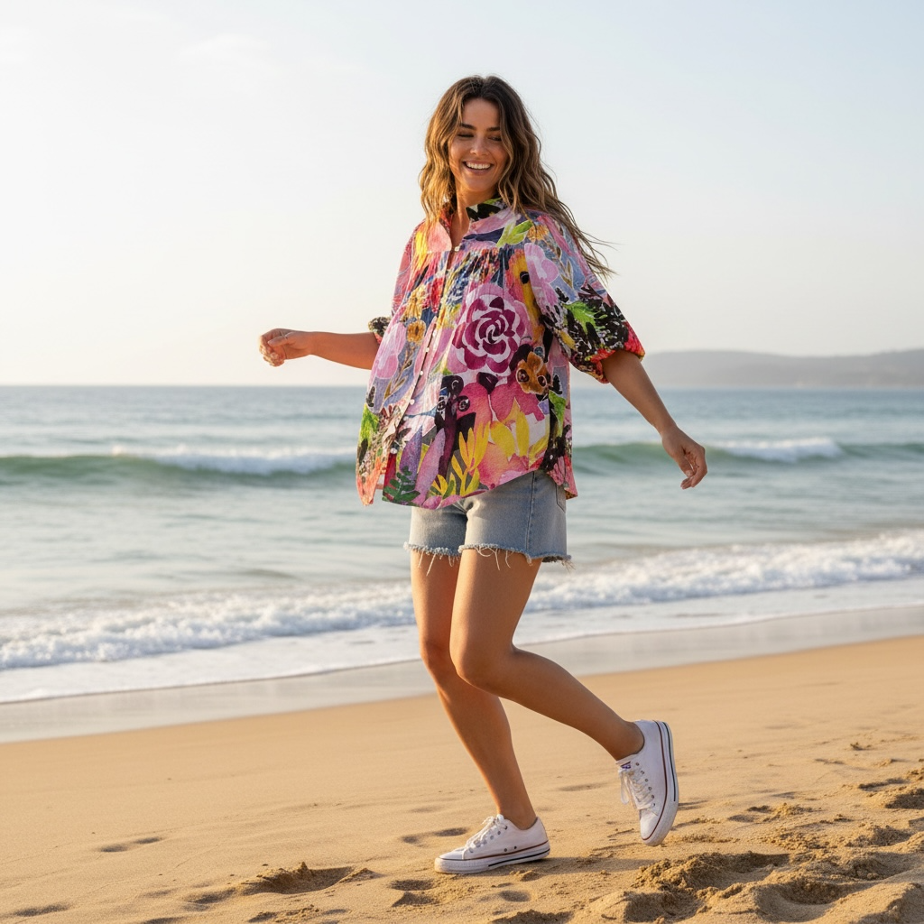 Jessica Blouse in Floral Coral