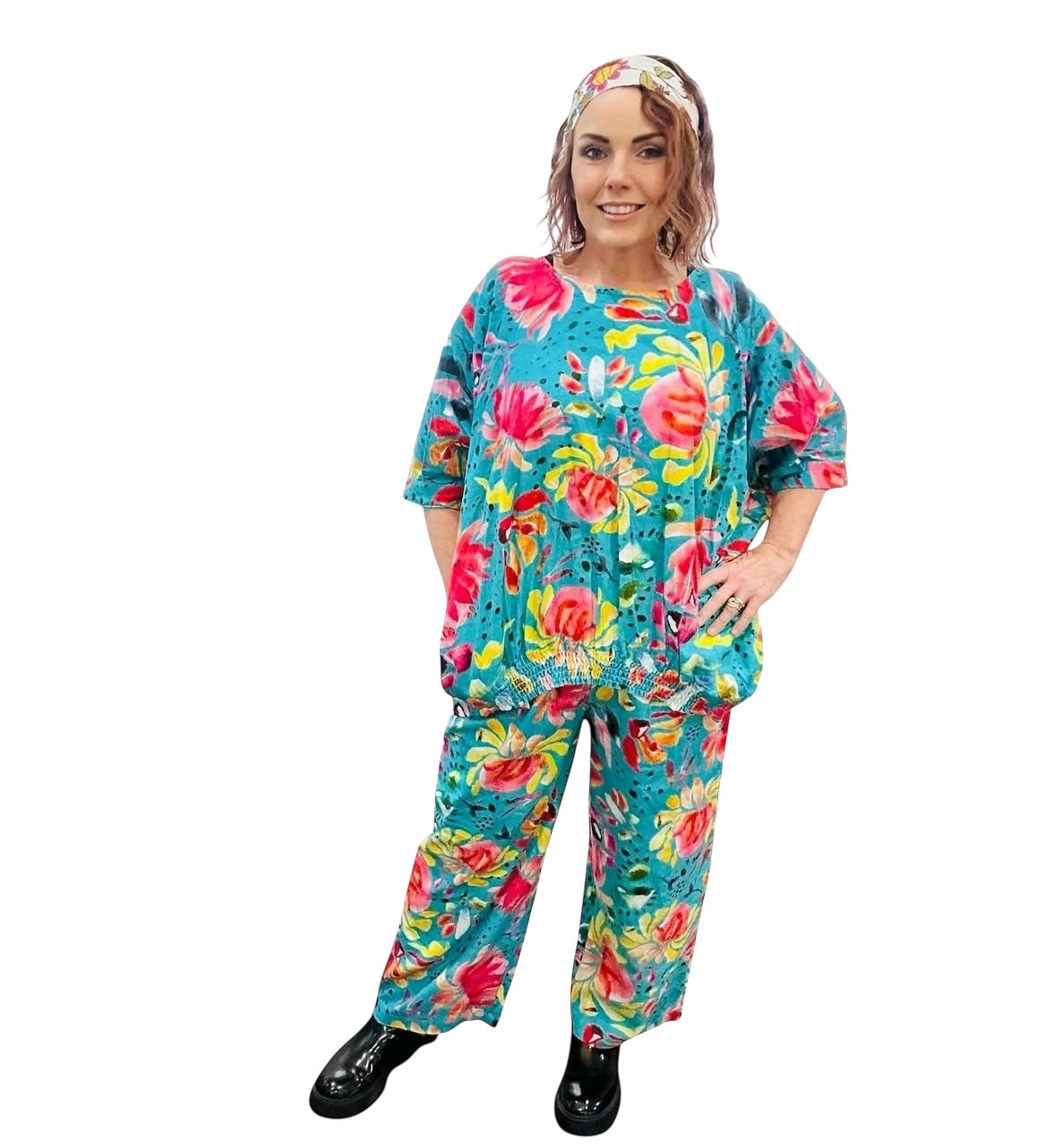 Scrubs or Casual Top in Turquoise Sprinkles