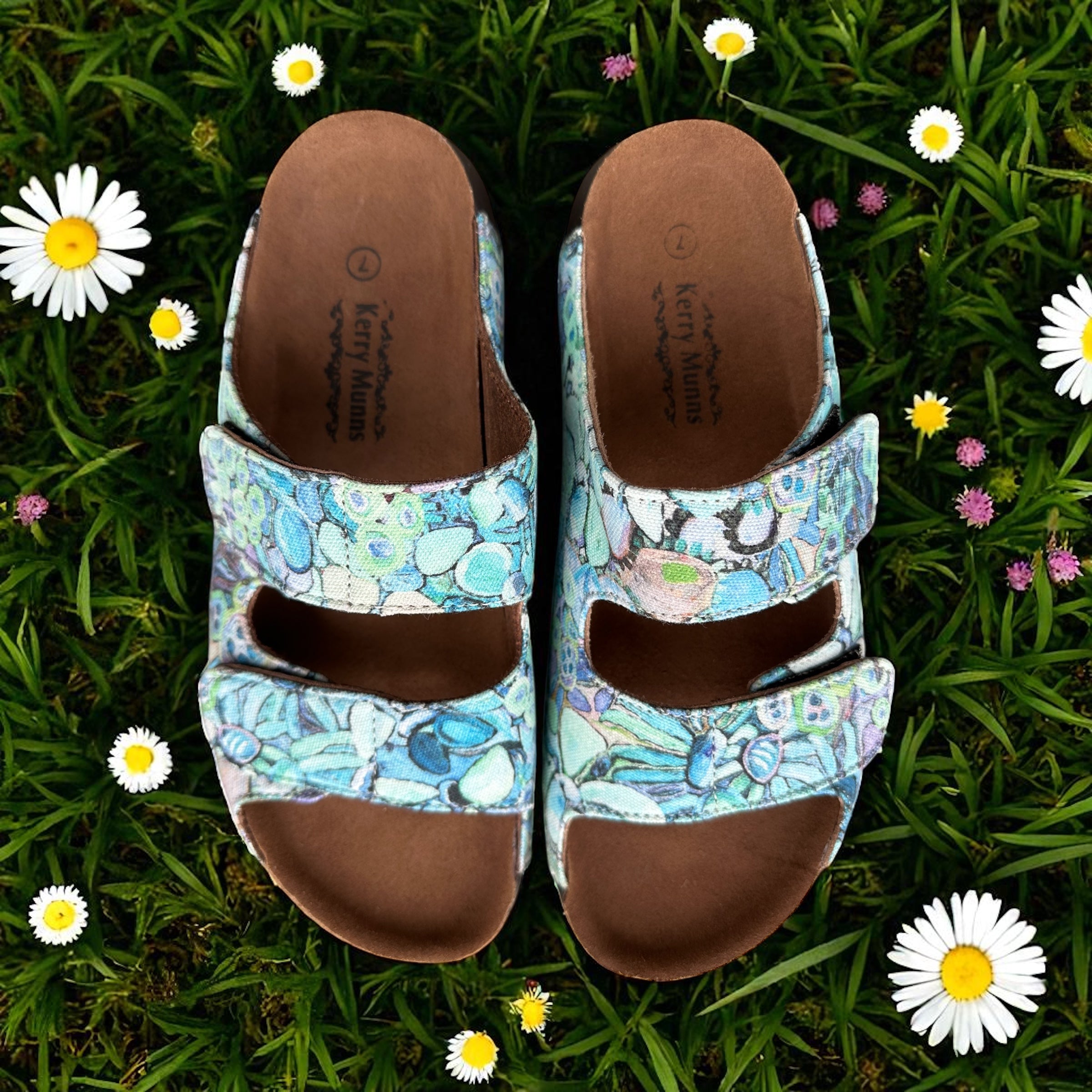Double Valcro Slides in Perfectly Turquoise