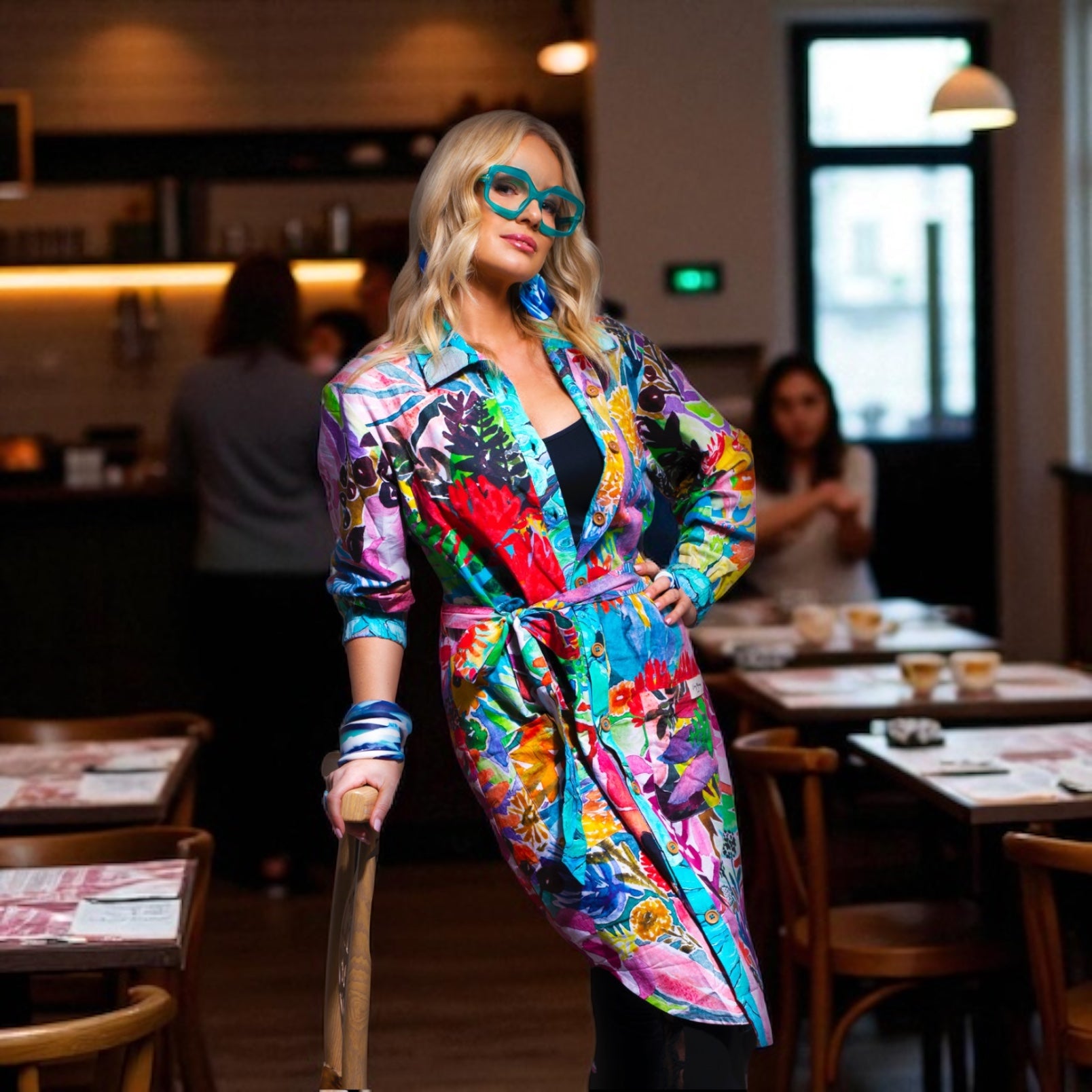 Reversible Coat in Floral Coral and Perfectly Turquoise