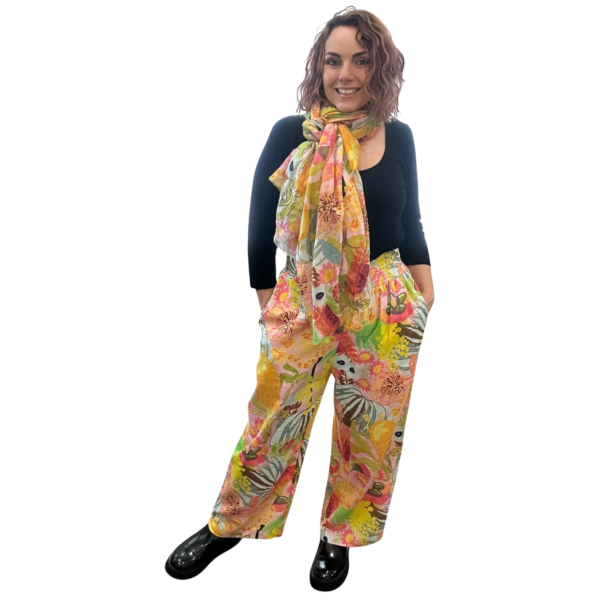 Scrubs or Casual Pants - Wildflower Power in Blush