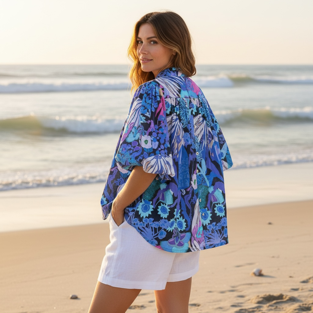 Jessica Blouse in Bushfire Blues