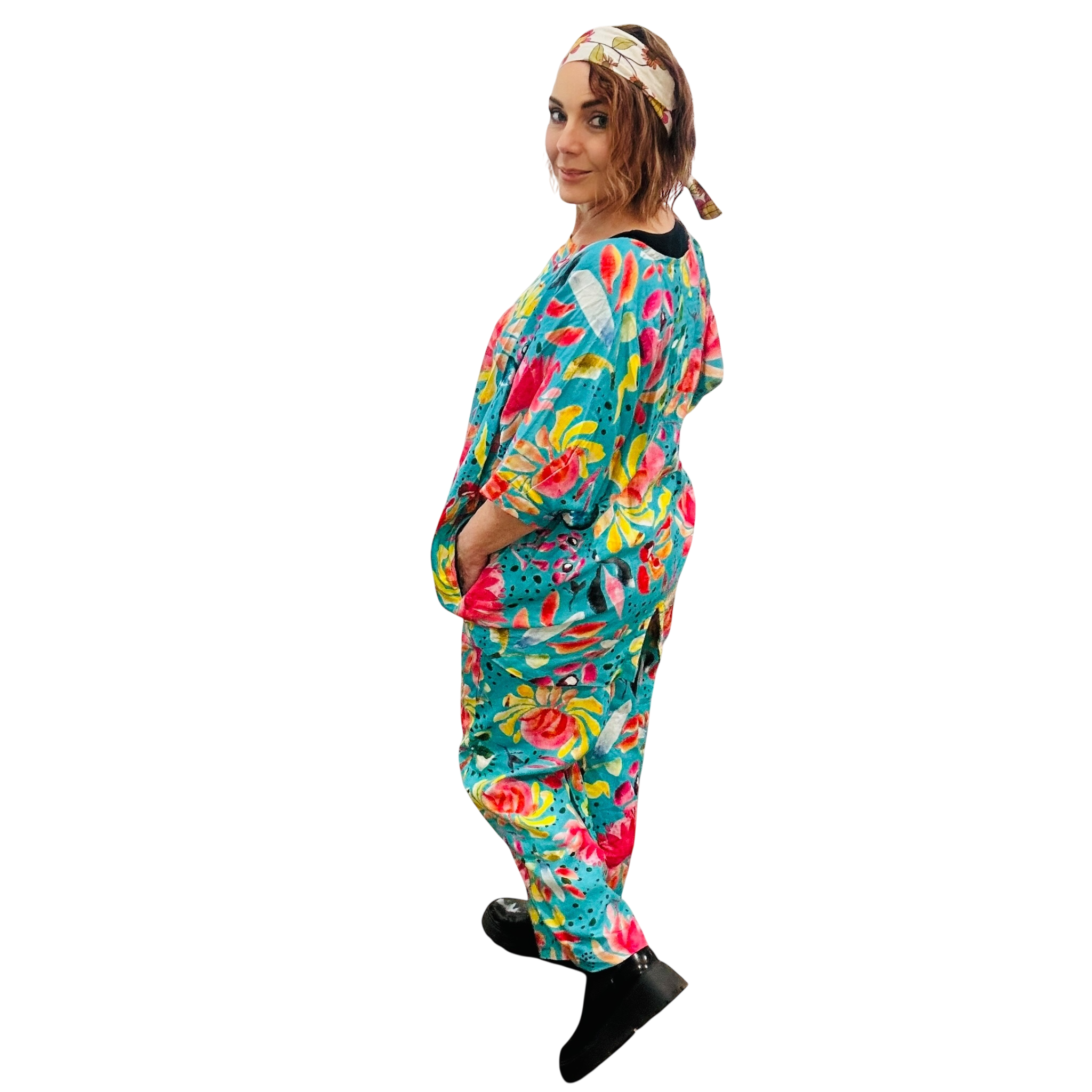Scrubs or Casual Top in Turquoise Sprinkles