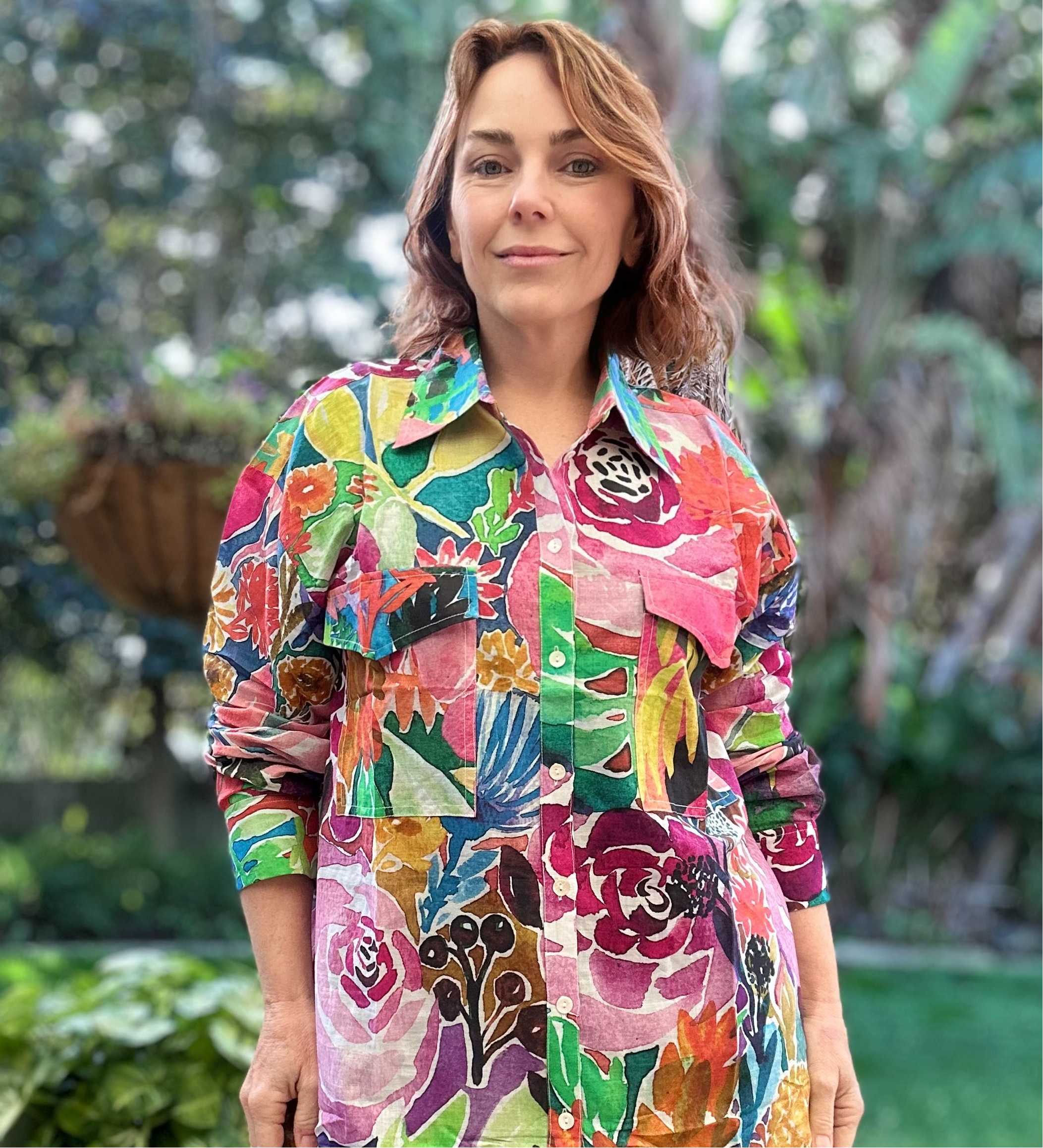 Maxi Shirt in Floral Coral