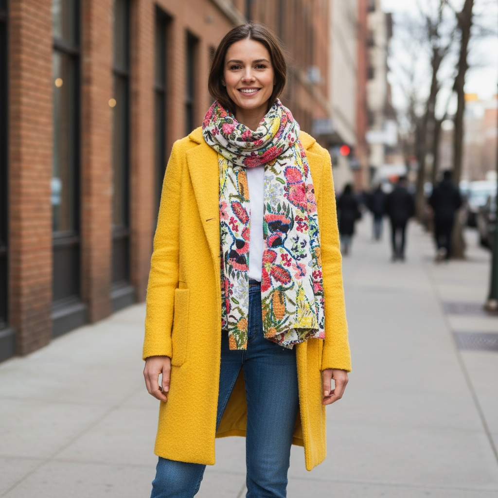 Embroidered Scarf in Spring Fling