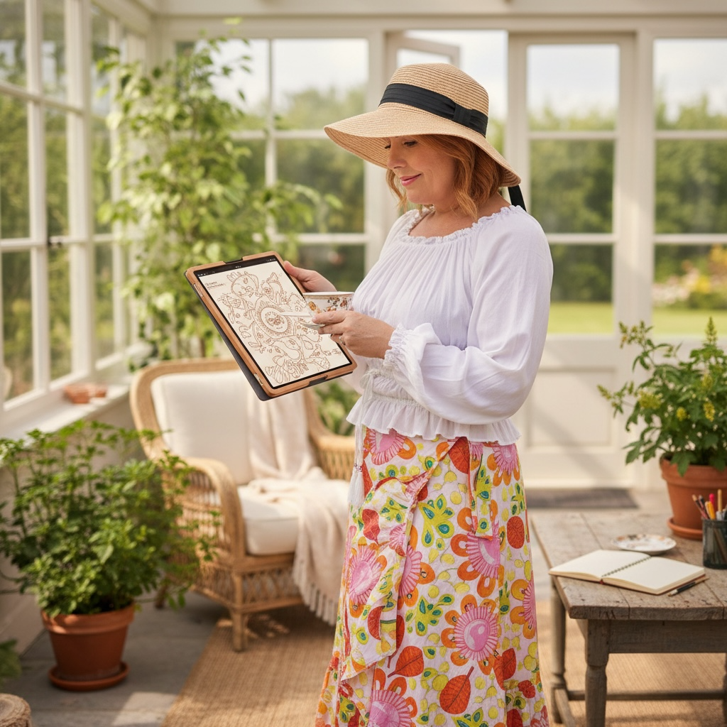 Wearable art in cotton wrap around skirt in bright colours