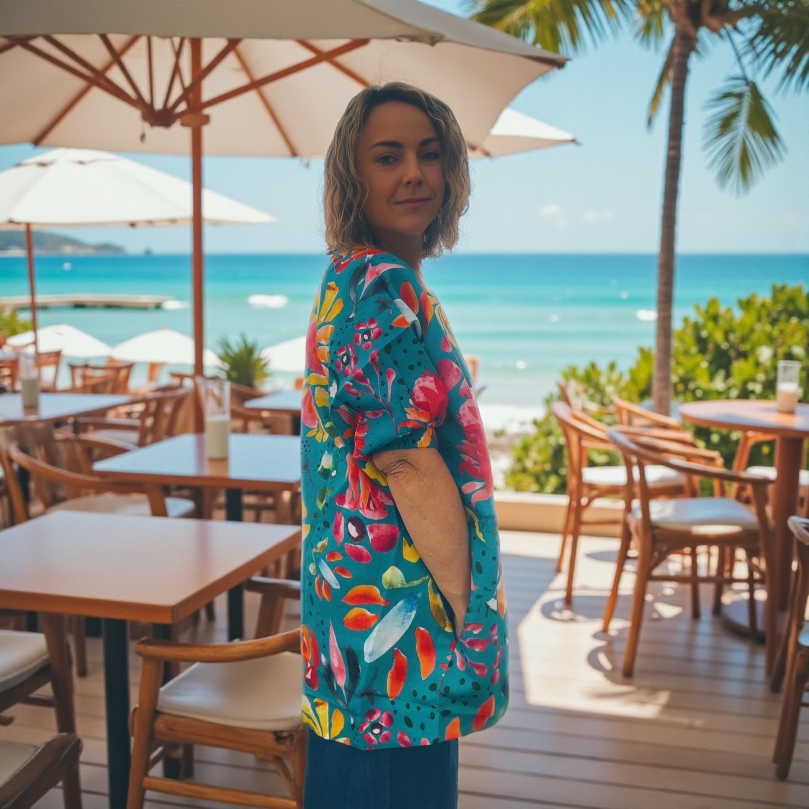 Kristie Tunic in Sprinkles Turquoise