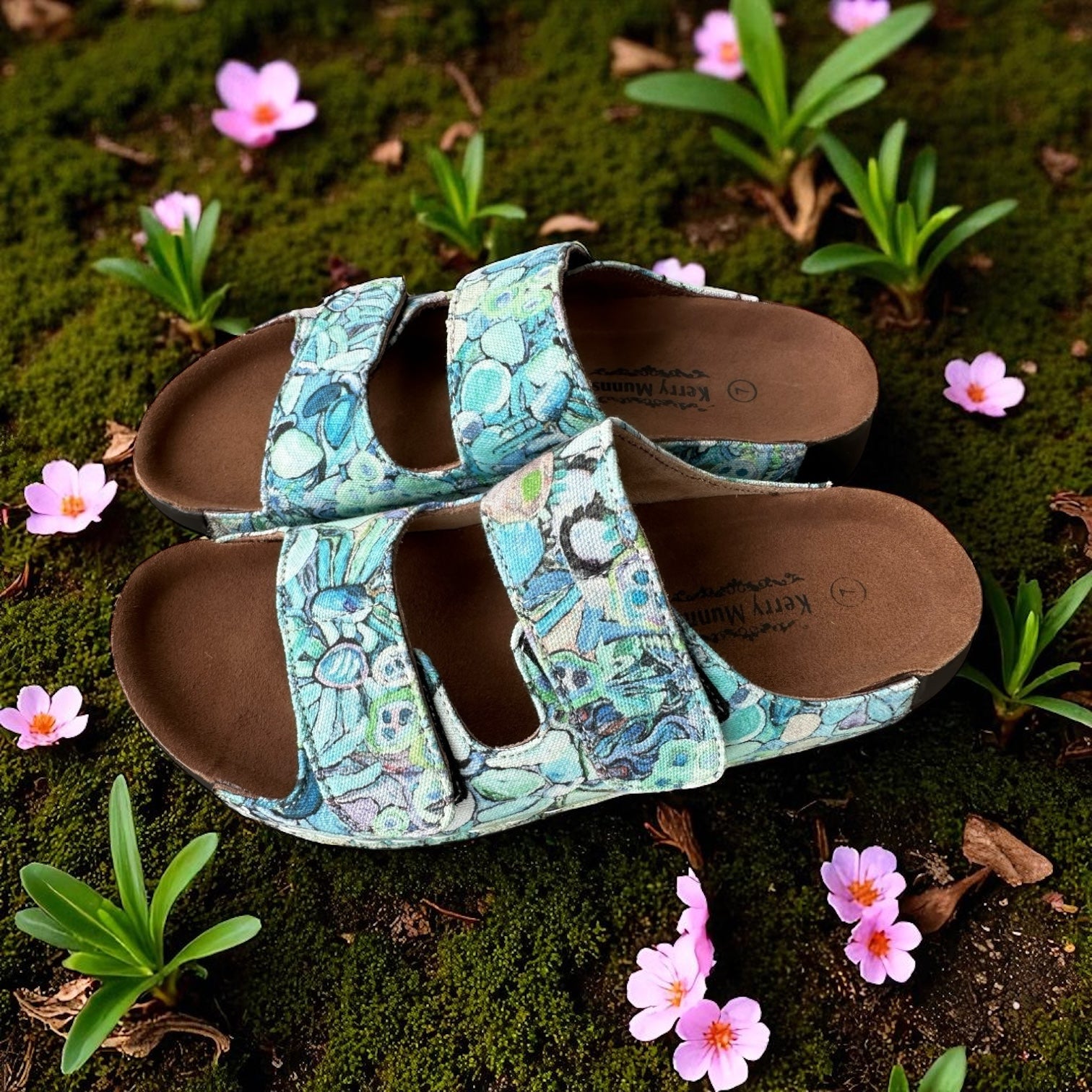 Double Valcro Slides in Perfectly Turquoise
