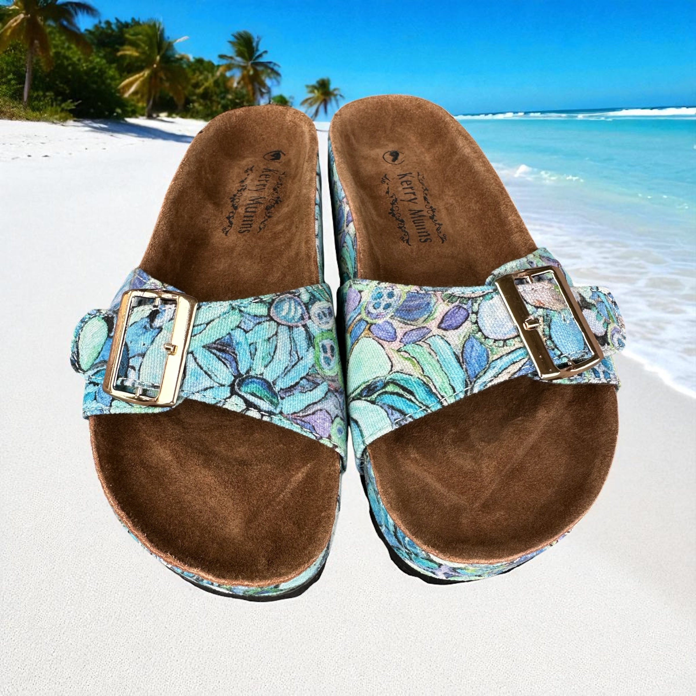 Single Buckle Slides in Perfectly Turquoise
