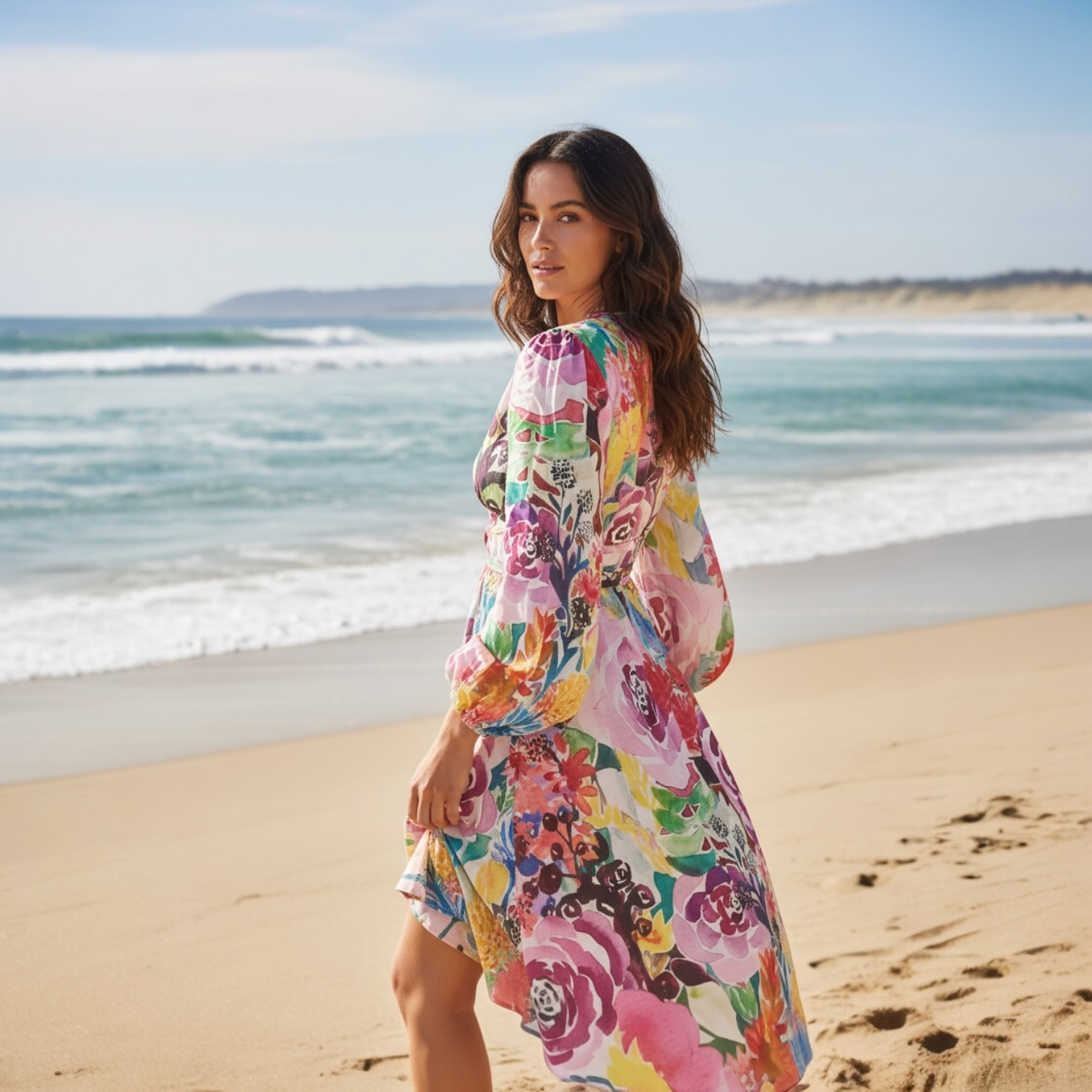 Bianca Dress in Floral Coral