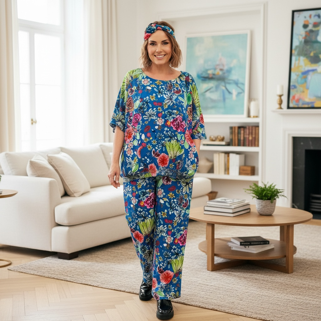 Cassie Pants in Island Time Blue