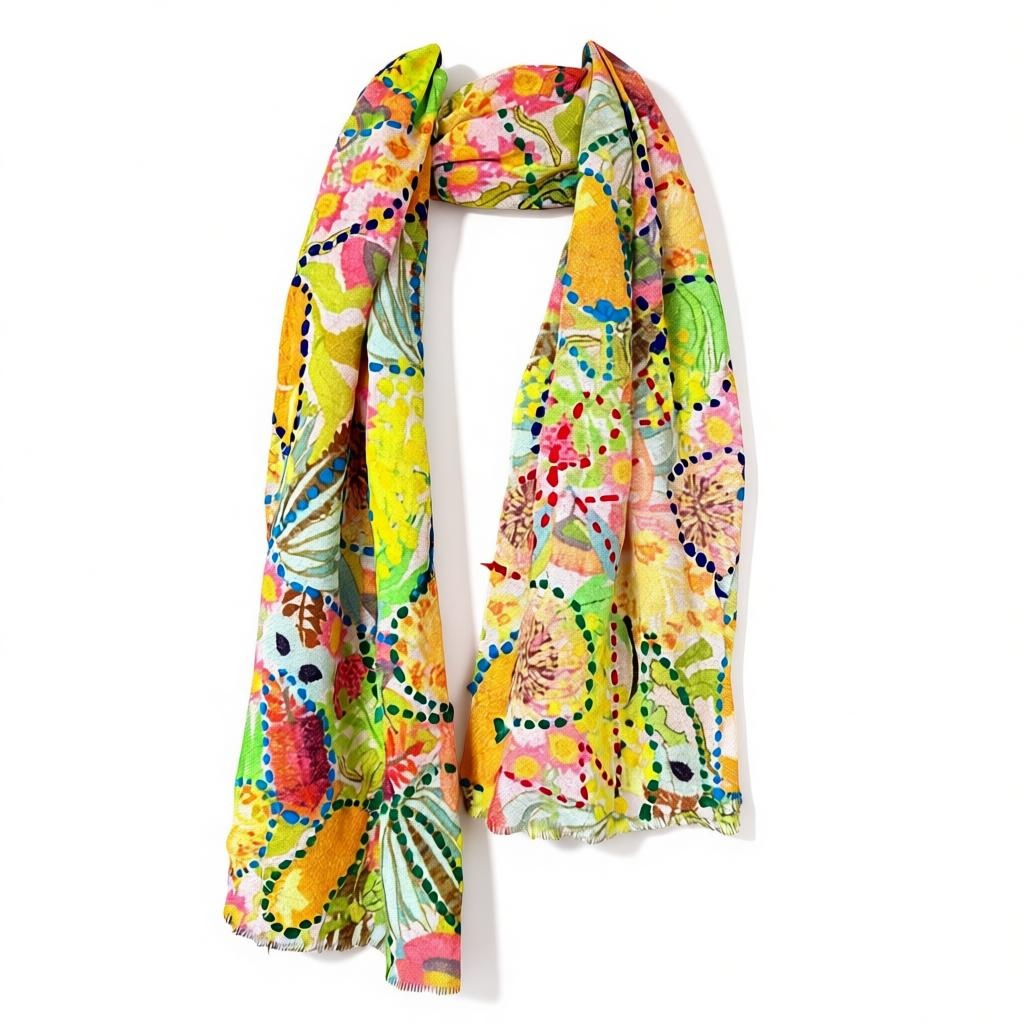 Embroidered Scarf in Wildflower Blush