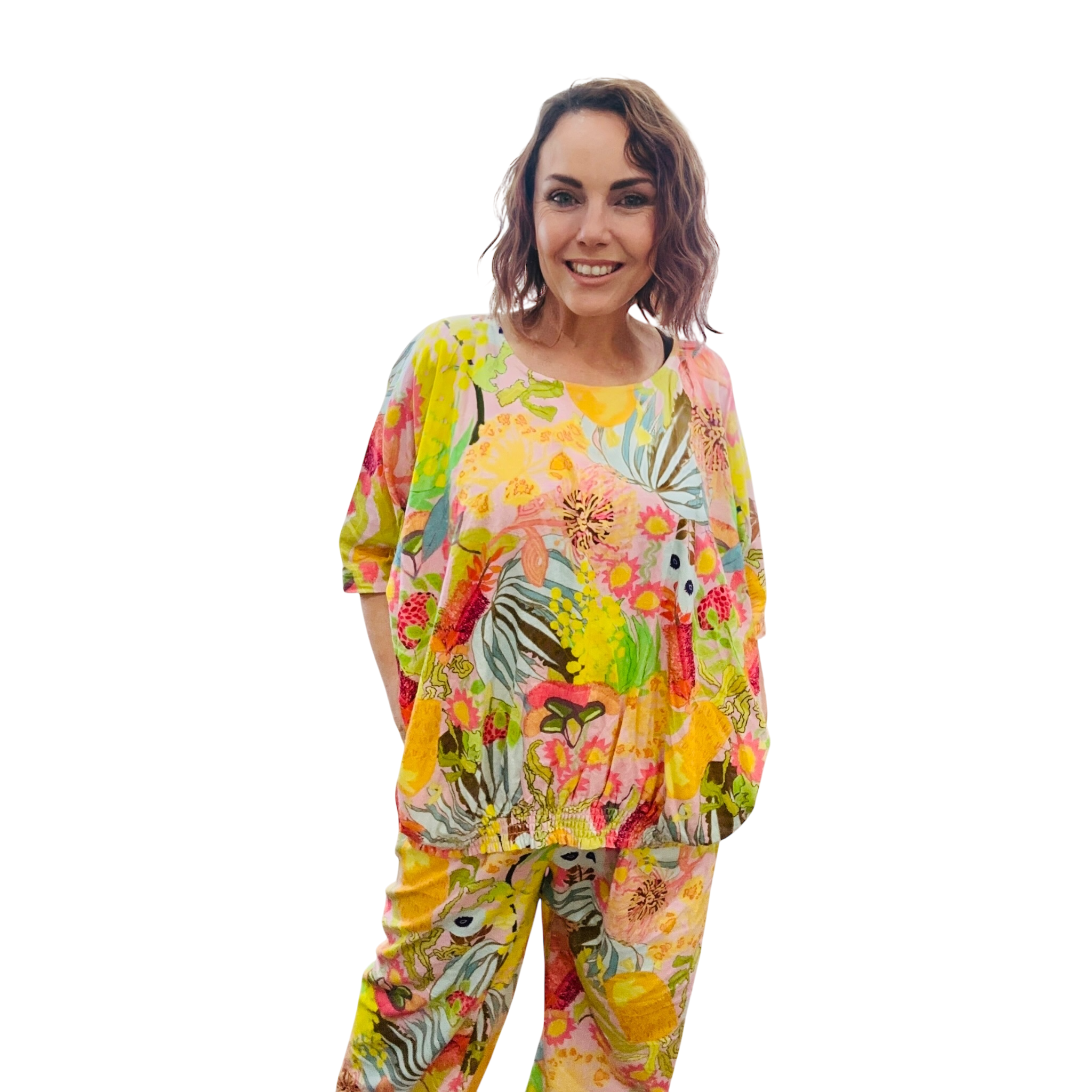 Scrubs or Casual Top in Wildflower Power on Blush