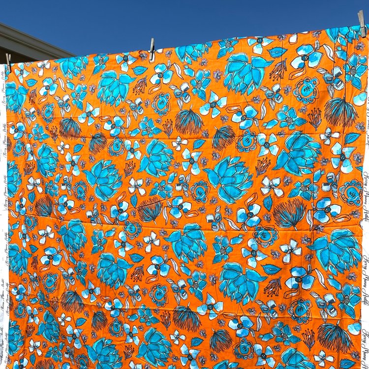 Fabric - Bush Ballet on Tangerine