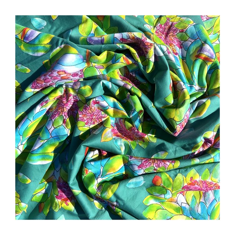 Fabric - Proteas on Jade
