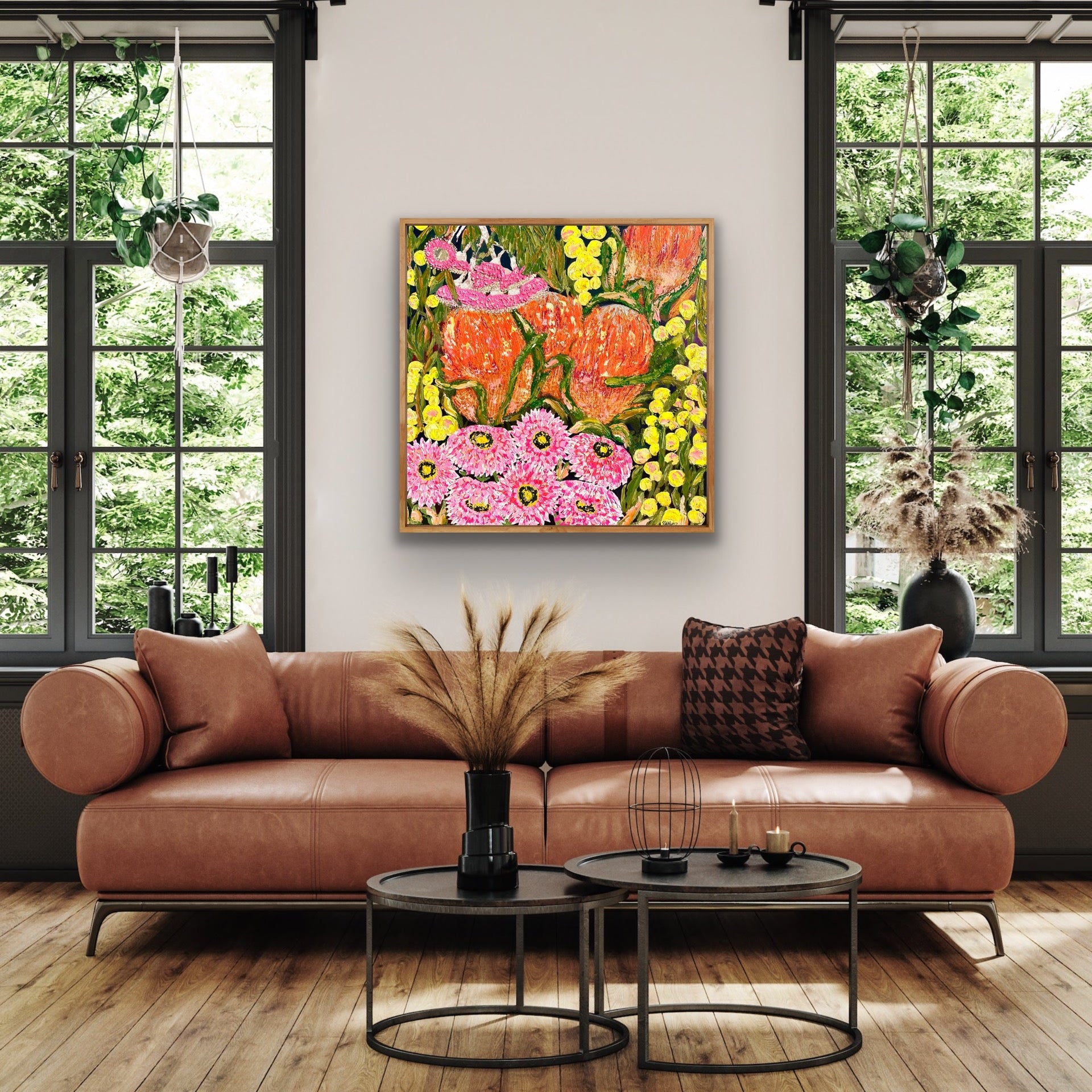 Original Wall art - with wooden frame Banksia Banksias 