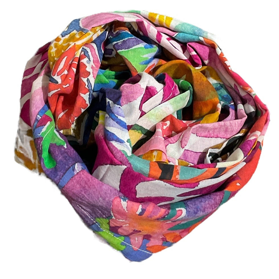 Deep botanical print sarong in rich floral tones – wearable art for creative women