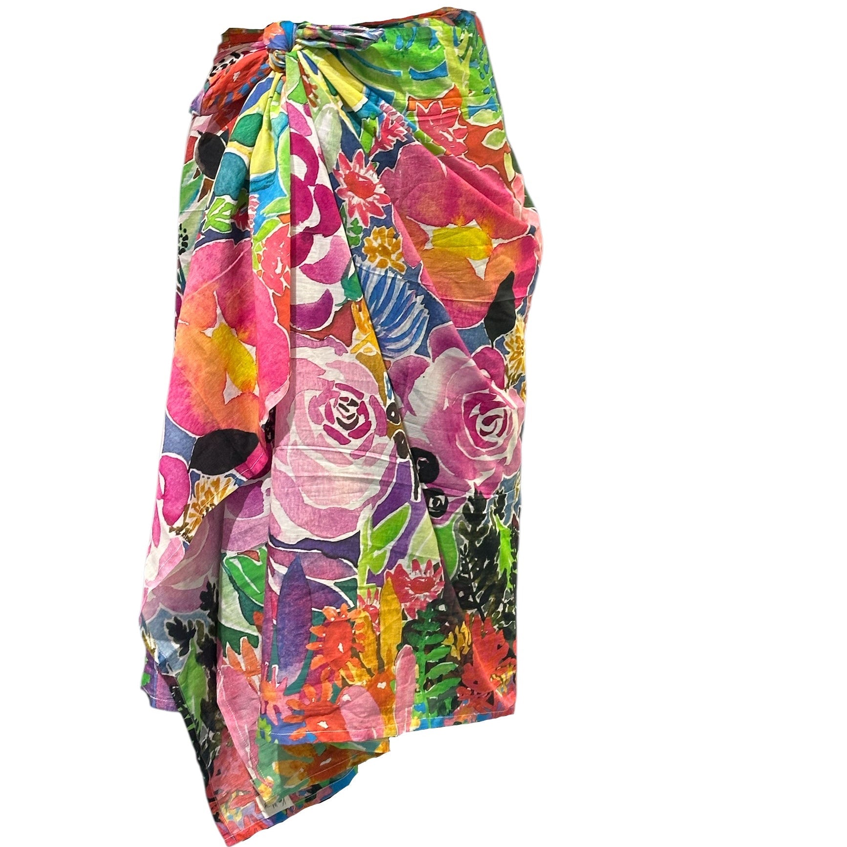 Versatile lagoon-toned sarong – wearable as a beach wrap or scarf, painted by Kerry Munns