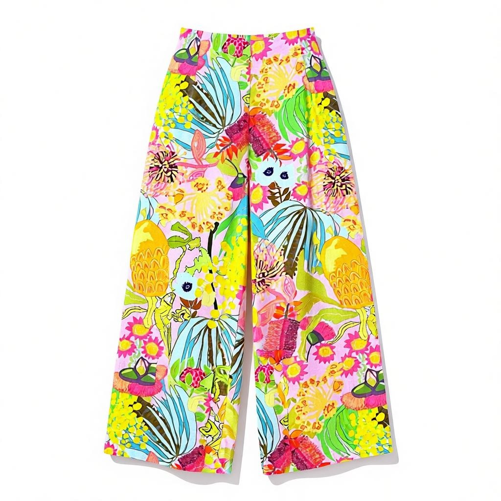 close up view of linen calottes featuring wildflowers on the fabric designed by artist Kerry Munns