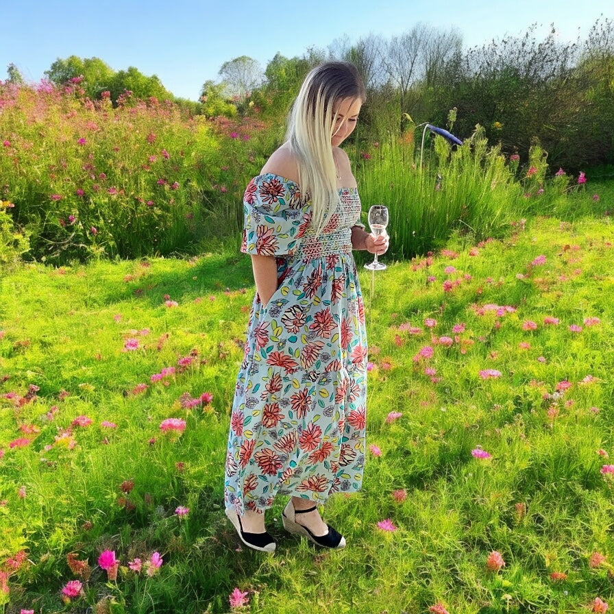 Floral Dress - wearable art Cottage Core in Daisy A Day 