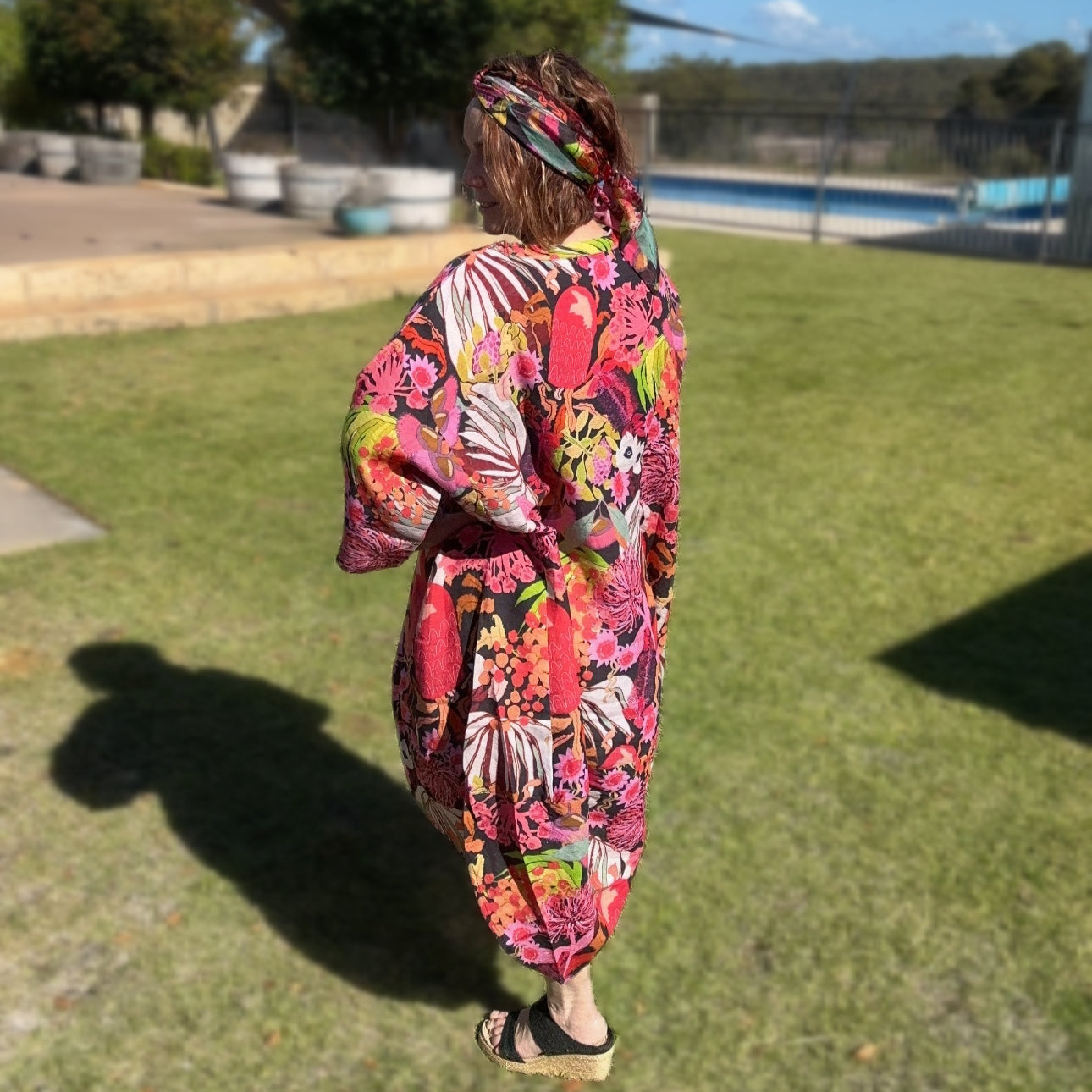 Lyla Linen - Bushfire Cherryripe - Floral Linen Dress