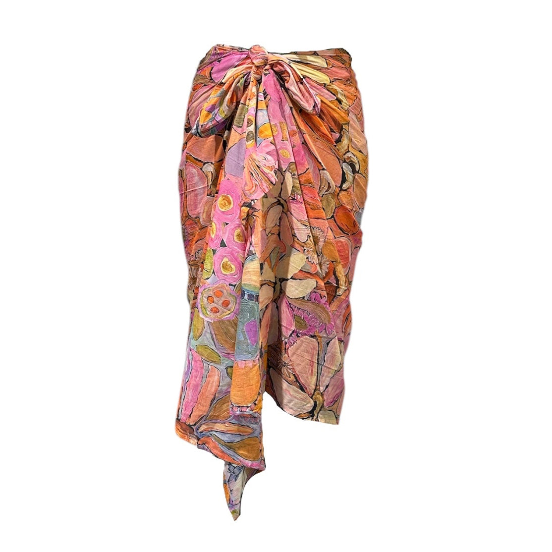 Soft floral sarong in misty pinks and lilacs – wearable art piece for effortless elegance

