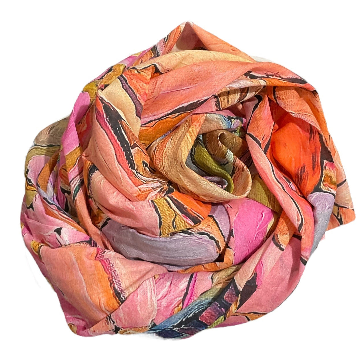 Peach wave print sarong in airy linen – wearable art beach wrap for resort style
