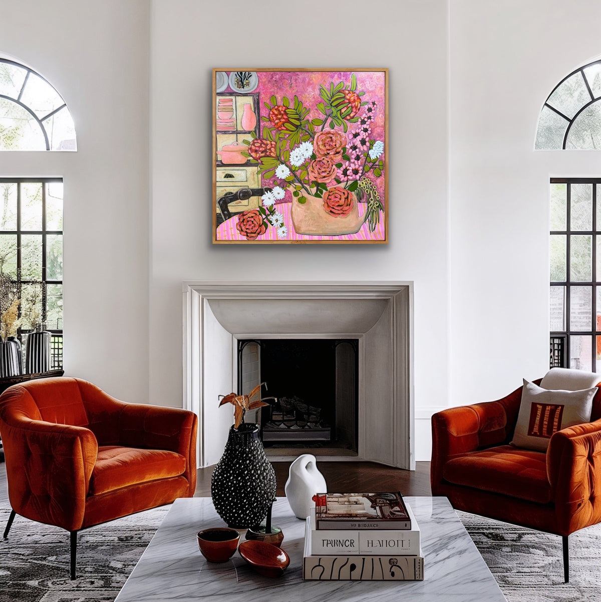 pretty-in-pink-floral-painting-original-acrylic-still-life-kerry-munns ...