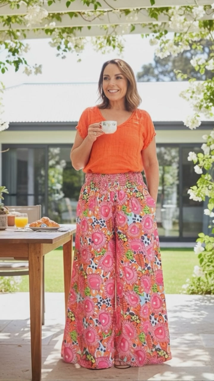 Wearable art Culotte pants by artist Kerry Munns.