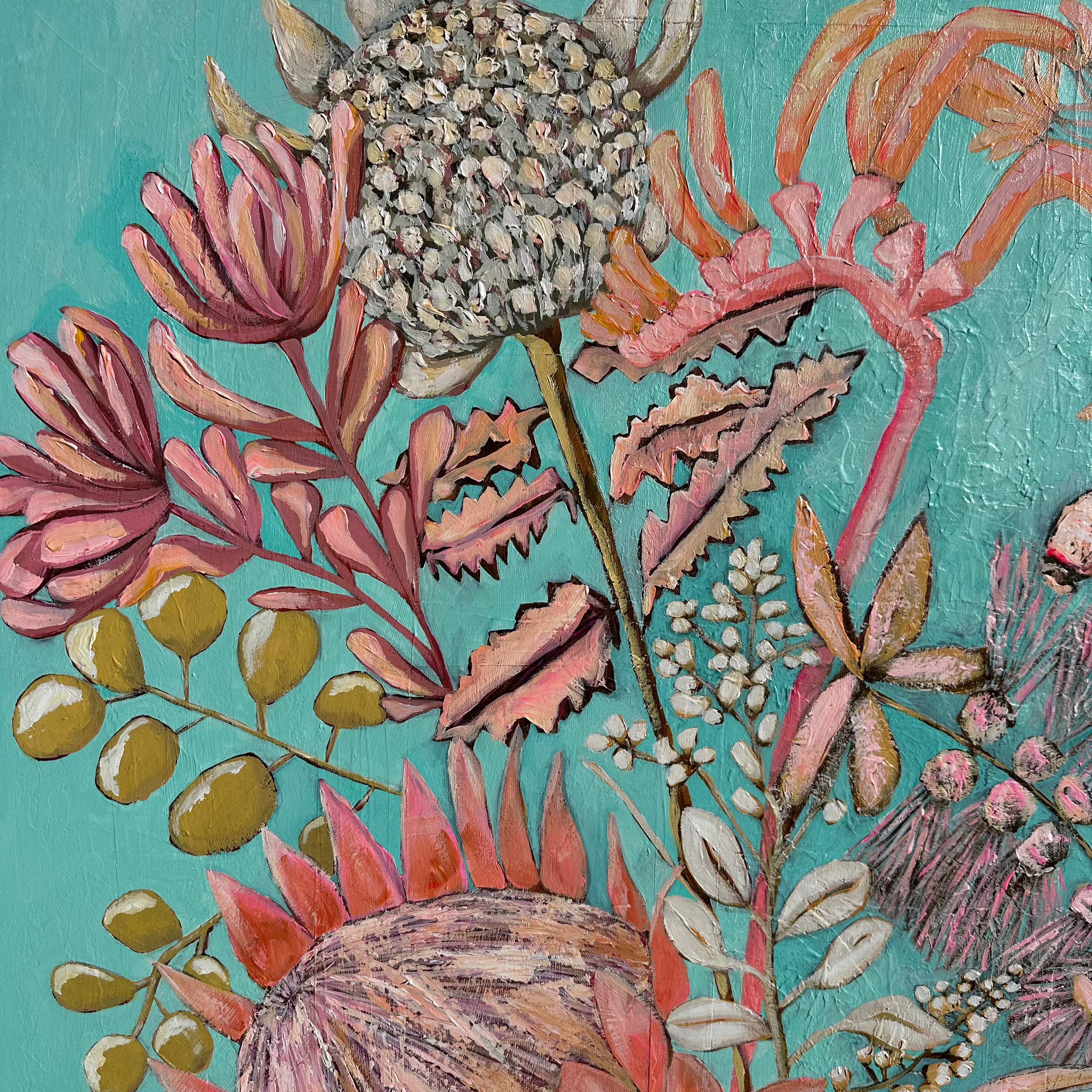 Original acrylic wildflower painting by Kerry Munns – expressive botanical artwork